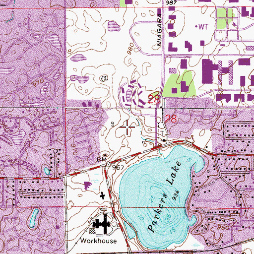 Topographic Map of Parkers Lake Community Playfield, MN
