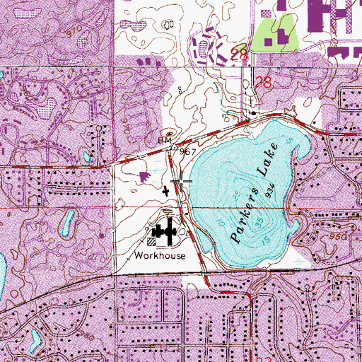 Topographic Map of Parkers Lake Park, MN