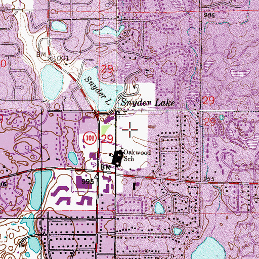 Topographic Map of Oakwood Community Playground, MN