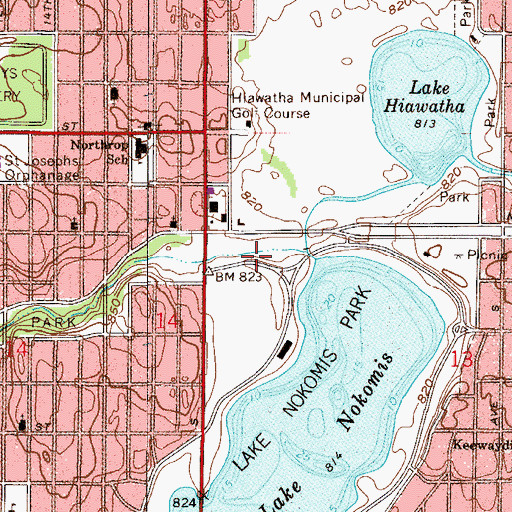 Topographic Map of Hiawatha Park, MN