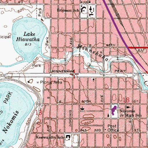 Topographic Map of Longfellow Gardens, MN