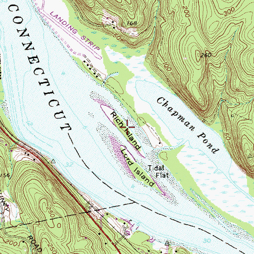 Topographic Map of Rich Island, CT
