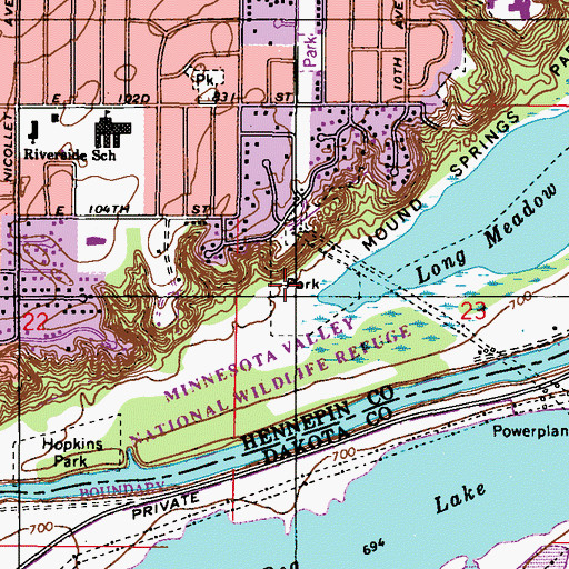 Topographic Map of Parkers Picnic Grounds, MN