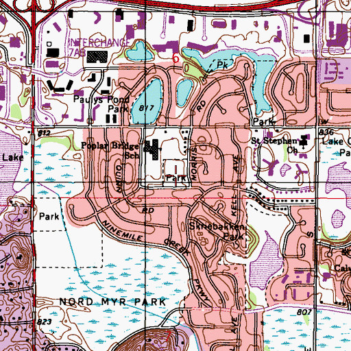 Topographic Map of Poplar Bridge Playground, MN