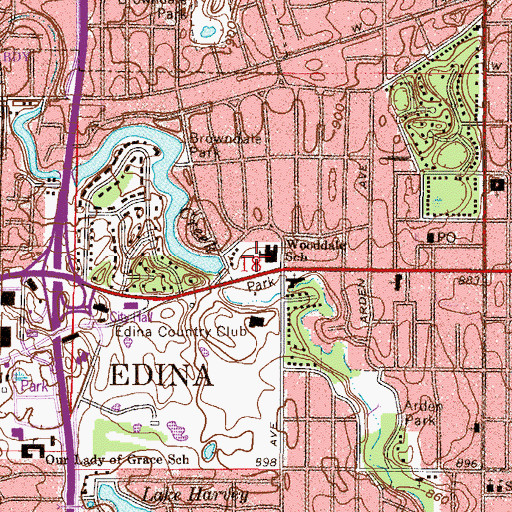 Topographic Map of Wooddale Park, MN
