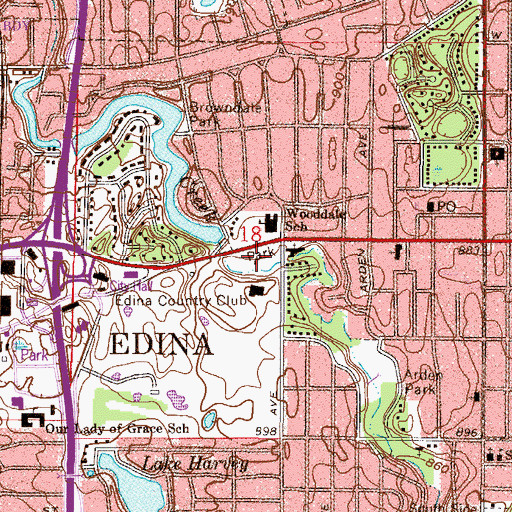 Topographic Map of Utley Park, MN