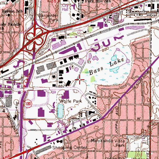 Topographic Map of Bass Lake Park, MN