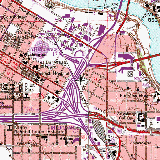 Topographic Map of Currie Park, MN