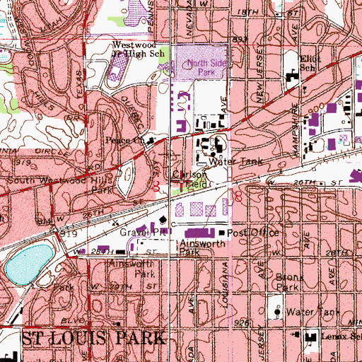 Topographic Map of Cedar Knoll Park, MN