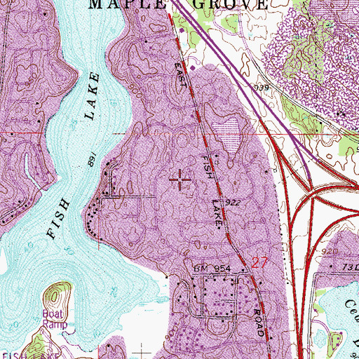 Topographic Map of Fish Lake Woods Park, MN