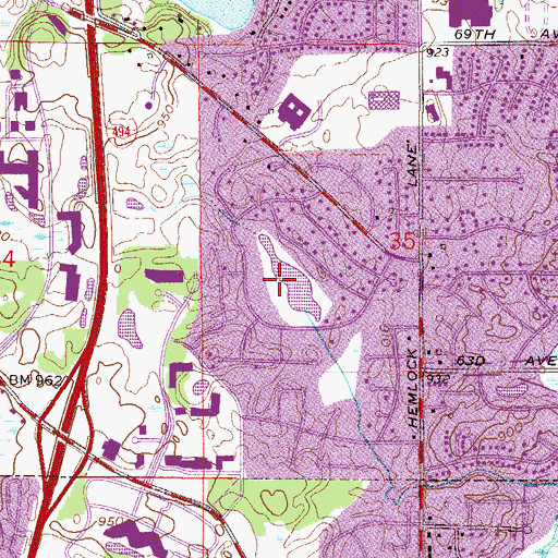Topographic Map of Maple Meadow Park, MN