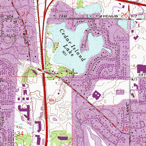 Topographic Map of Cedar Island Shores Park, MN