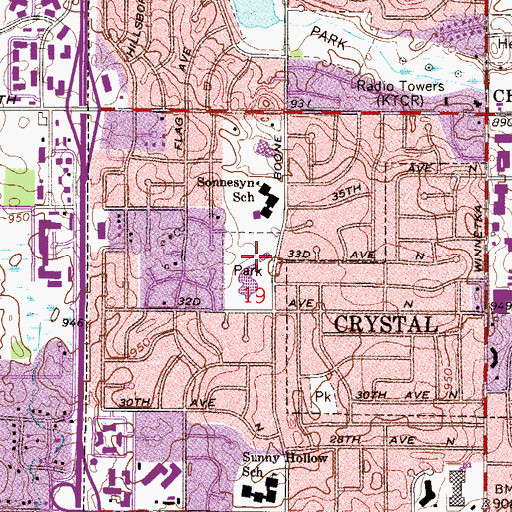 Topographic Map of Hidden Valley Park, MN