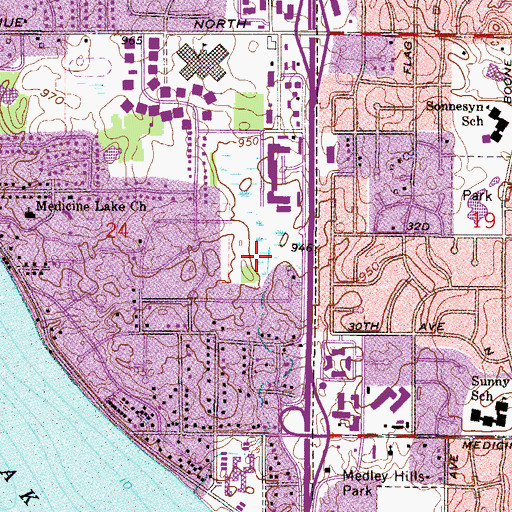 Topographic Map of Sunrise Park, MN