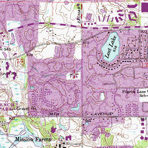 Topographic Map of Mission Hills Park, MN
