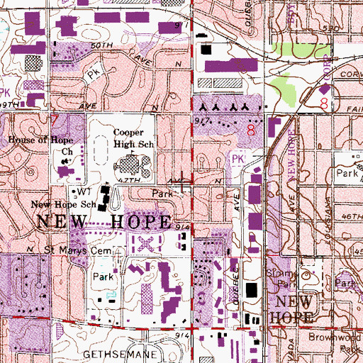 Topographic Map of Corner Park, MN