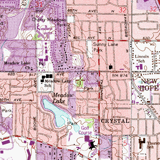 Topographic Map of Dorothy Mary Park, MN