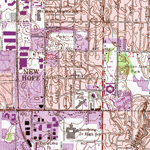 Topographic Map of Sunnyview Park, MN