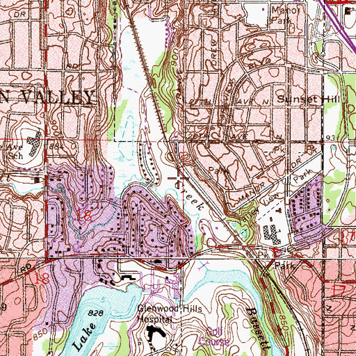 Topographic Map of Many Hills Park, MN