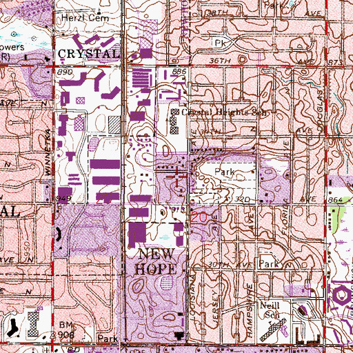 Topographic Map of Lions Valley Place Park, MN
