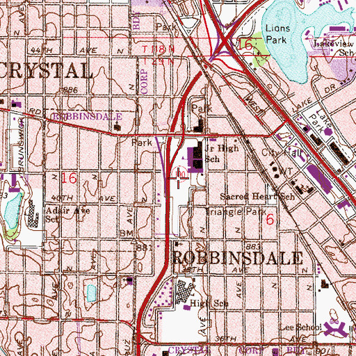 Topographic Map of Robbinsdale Park, MN