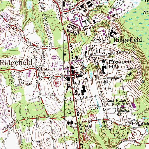 Topographic Map of Ridgefield, CT