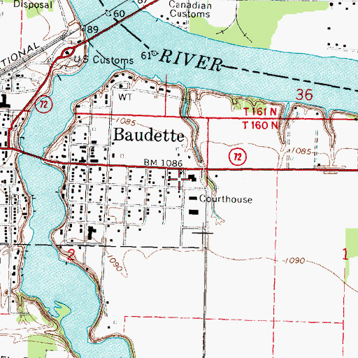 Topographic Map of Lake of the Woods County Museum, MN