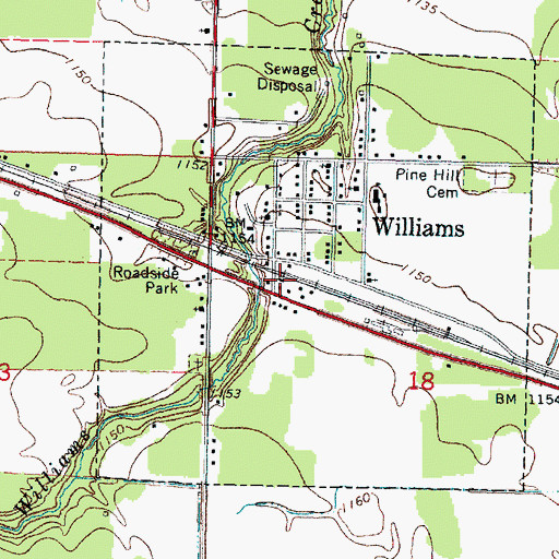 Topographic Map of Williams, MN