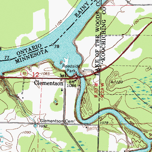 Topographic Map of Clementson Wayside Park, MN