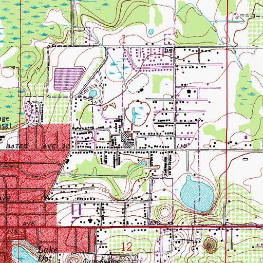 Topographic Map of Eustis High School - Curtright Campus, FL