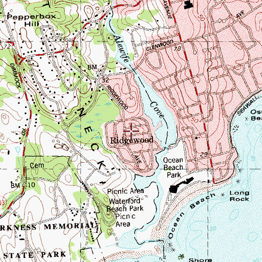 Topographic Map of Ridgewood, CT