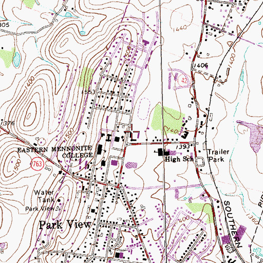 Topographic Map of Elmwood Residence Hall, VA