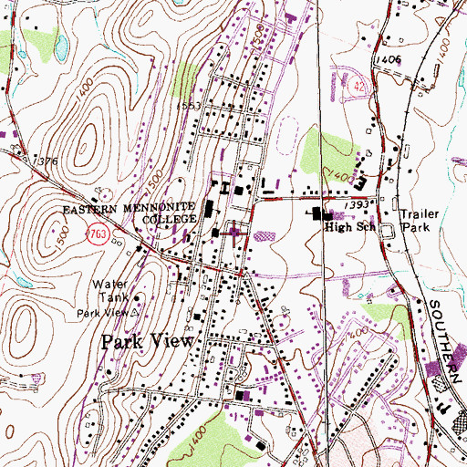 Topographic Map of Sadie A Hartzler Library, VA