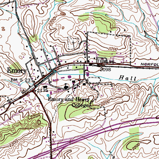 Topographic Map of Byars Hall Visual and Performing Arts Center, VA