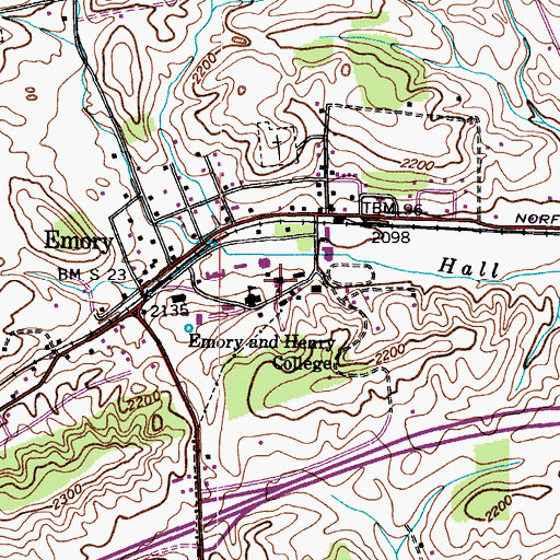 Topographic Map of Carriger and Matthews Halls, VA