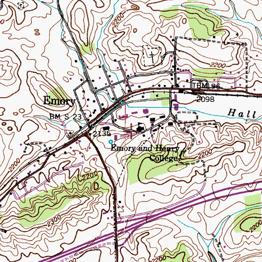 Topographic Map of McGlothlin - Street Hall, VA