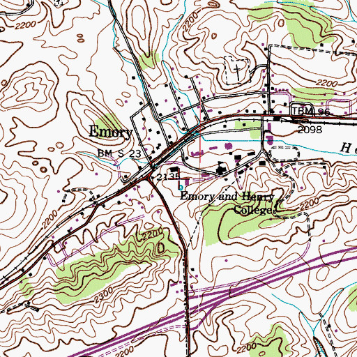 Topographic Map of President's House - Emory and Henry College, VA