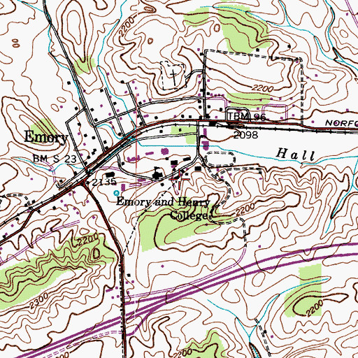 Topographic Map of Sullins Hall, VA