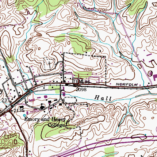 Topographic Map of Weaver Hall, VA