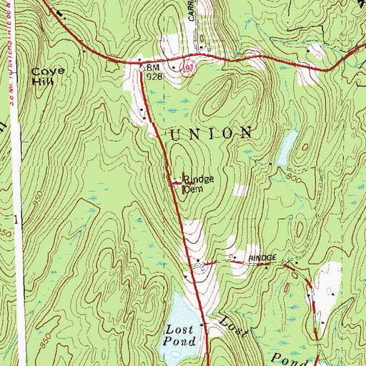 Topographic Map of Rindge Cemetery, CT