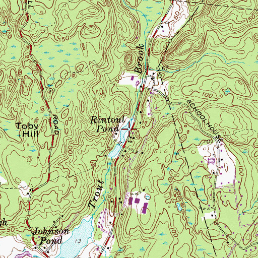 Topographic Map of Rintoul Pond, CT