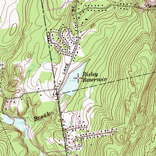 Topographic Map of Risley Reservoir, CT
