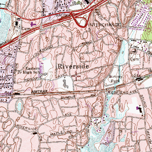 Topographic Map of Riverside, CT