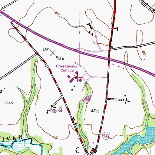 Topographic Map of Dorchester Building, MD