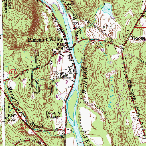 Topographic Map of Riverside Cemetery, CT