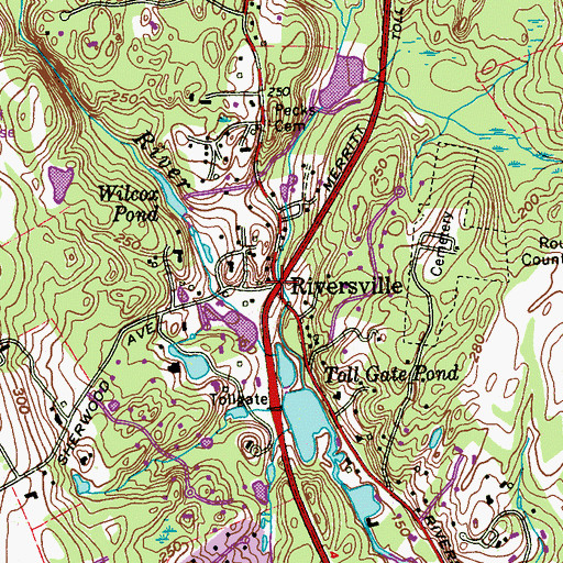 Topographic Map of Riversville, CT