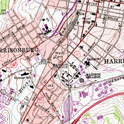 Topographic Map of Shenandoah Hall, VA
