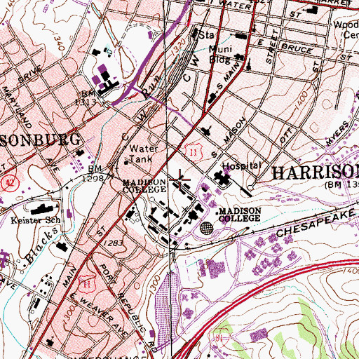 Topographic Map of Spotwood Hall, VA