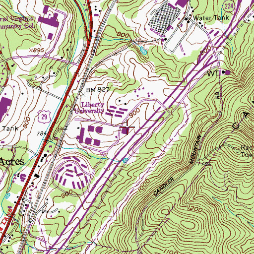 Topographic Map of B R Lakin Religion Building, VA