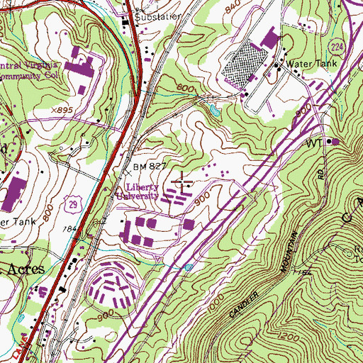 Topographic Map of Carter Glass Mansion, VA